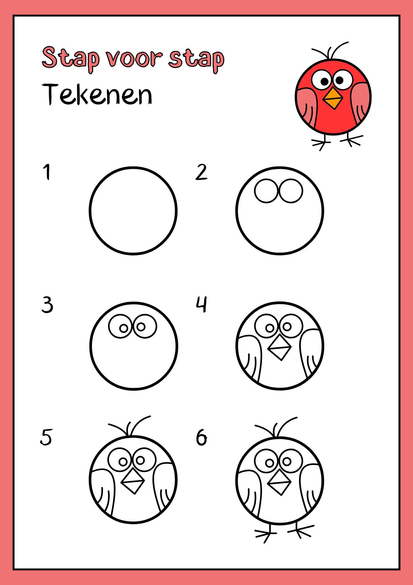 Stap voor stap dieren leren tekenen